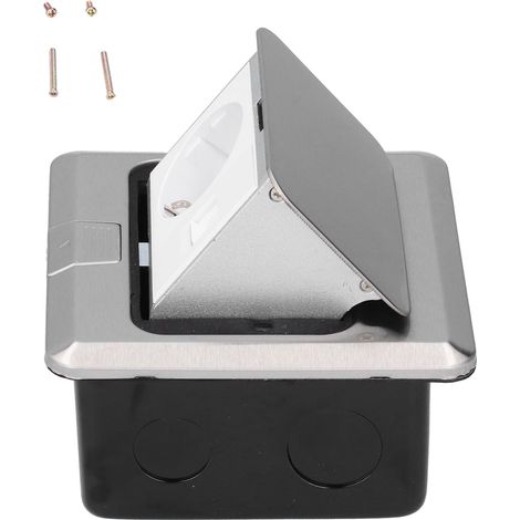 Boîte de Prise de Sol Encastrée en Acier Inoxydable, Norme UE, avec Outil d'Installation, 250V AC (1/5)