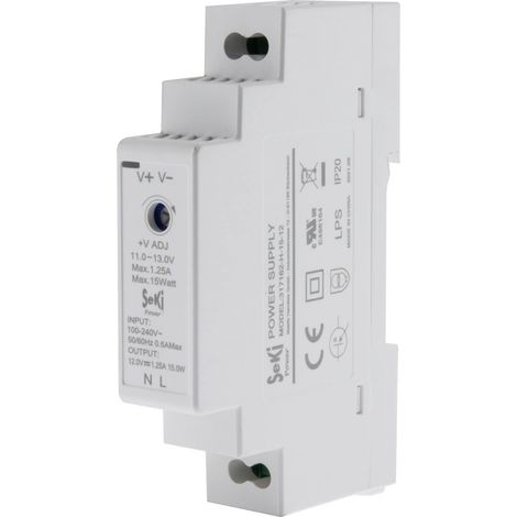 SeKi Alimentatore di rete per guida DIN H-15-12 – 12 V – 1,25 A – 15 W DIN Rail – alimentatore di rete (1/3)