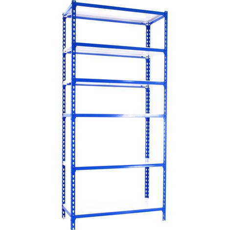 SimonRack Scaffale Portaoggetti, 2500x1000x500 mm, 6 Ripiani, Portata 180 kg per Ripiano, Metallo, Scaffale da Garage, Blu/Bianco – Simonclick