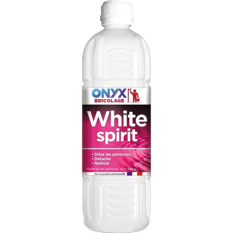 White Spirit Onyx 1L Diluant dégraissant pour peintures glycéro – Nettoyage outils et surfaces – Élimine taches de graisse – Ardea