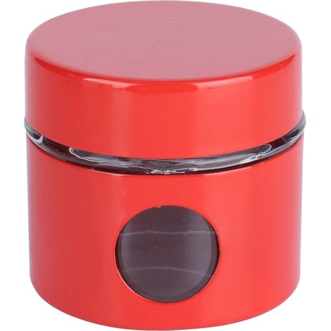 Boîte à café en verre et fer, mini bocal hermétique, récipient de rangement pour grains de café et thé (rouge) (1/5)