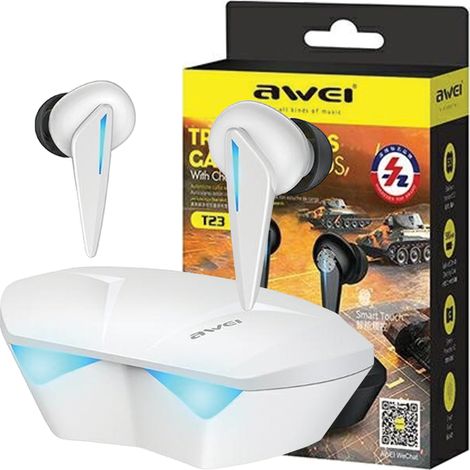 Cuffie Awei Bluetooth 5.0 T23 TWS + docking station gaming bianche (1/5)