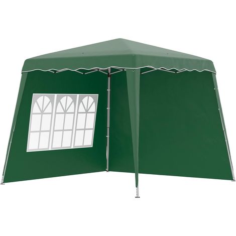 Carpa Plegable avec 2 Paredes Laterales 2,89x2,89m Cenador Pabellón de Jardín avec Hauteur Ajustable Protection UV50+ Verde