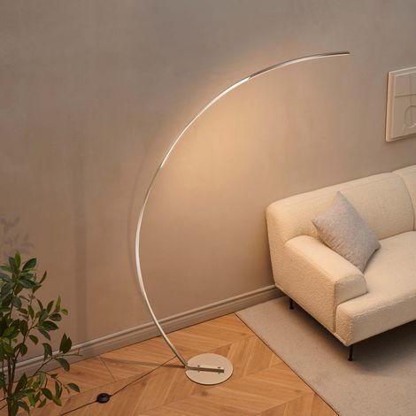 Grand lampadaire courbé LED dimmable chromé 184 cm - Thalia
