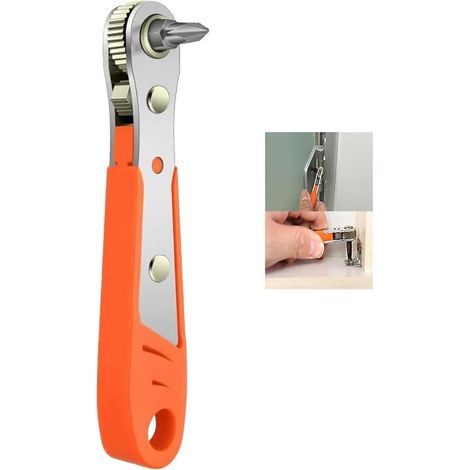 Cliquet Tournevis Magnétique, Mini Clé à Cliquet 1/4, Entraînement 1/4" à Couple Elevé, Mini Tournevis Décalé Réversible à Cliquet, Outils de Réparation de Poche Multifonctions (1/5)