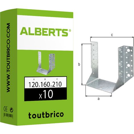 Lot de 10 supports U ailes extérieures 120 x 160mm – Acier galvanisé Sendzimir – Fixation à vis – Agrément technique européen ETA-08/0171 – Alberts (1/3)