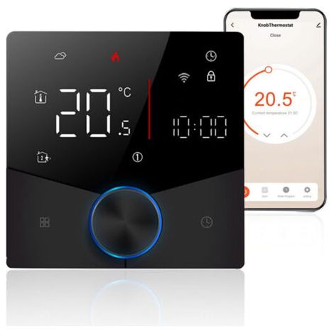 BUNTHAUS Thermostat intelligent Tuya WiFi, thermostat numérique programmable hebdomadaire à commande vocale pour le chauffage électrique, compatible avec Tmobile Genie Amazon Home