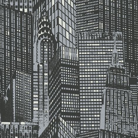 Papier peint chambre enfant motif immeuble | Papier peint intissé original phosphorescent city | Tapisserie motif ville pour salon - 10,05 x 0,53 m (1/5)