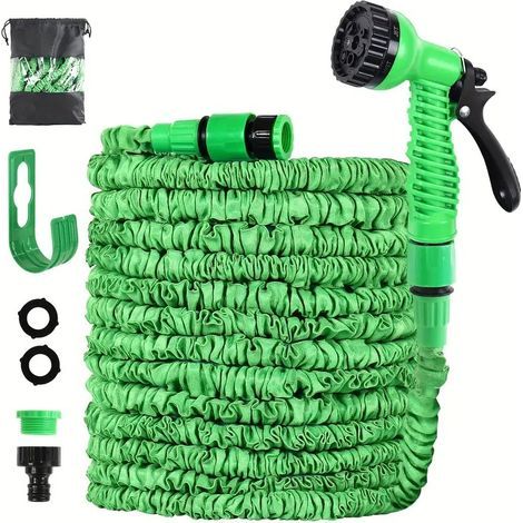 30m (100ft) retractable garden hose, flexible and lightweight, with 7 different jets and universal joint. (1/5)