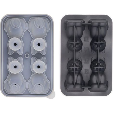 Moule à glaçons en silicone en forme de chat, grand moule à glaçons 3D pour chats, décoration 4 compartiments pour whisky, bière, café, cadeaux pour les amoureux des chats (1/2)