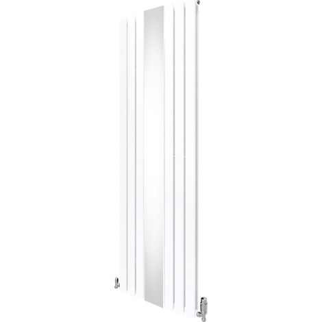 Radiador Plano con Espejo y Válvulas Cromadas TVR  1800 mm x 565 mm  Blanco  Doble Columna  Acero al Carbono  Kit Fijación con Soportes y Cepillo de Limpieza GRATIS  Garantía 15 años