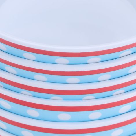 Lot de 12 saladiers de 15 cm (6 pouces) en porcelaine imitation, à pois bleu clair. (1/5)