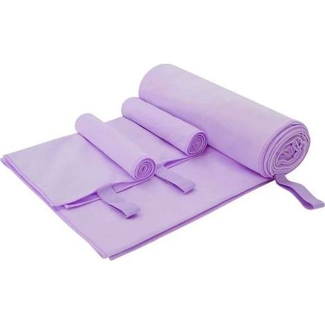 Ensemble de 3 serviettes de sport, violet, en polyester et polyamide (1/5)