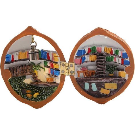 Maison de poupée en coquille de noix, mini-bibliothèque, maison de poupée artisanale en coquille de noix, décor 3D secret en résine. (1/4)