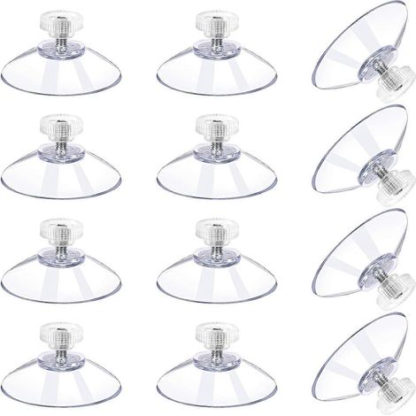 Lot de 12 ventouses avec vis, crochets de 40 mm, ventouses transparentes en PVC pour vitres, adhésif extra-fort, support en caoutchouc (1/4)