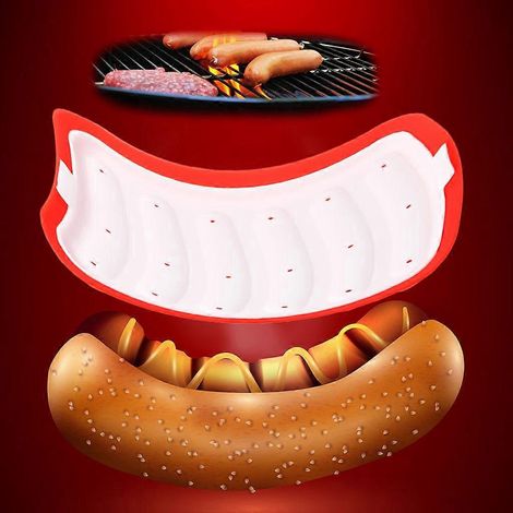 Moule à saucisses en silicone pour hot-dogs, 6 cavités, pour four à micro-ondes. (1/4)