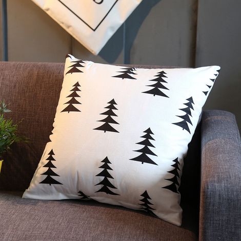 Coussin Velours - 45 x 45 cm - Housse 40 x 40 cm - Pour Salon Chambre Bureau Décoration Noël - Blanc (1/5)