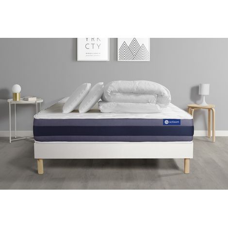 Ensemble matelas sommier Actimemo morpho 140 x 190 cm 2 oreillers et couette Mémoire de forme - Couleur : Blanc (1/5)