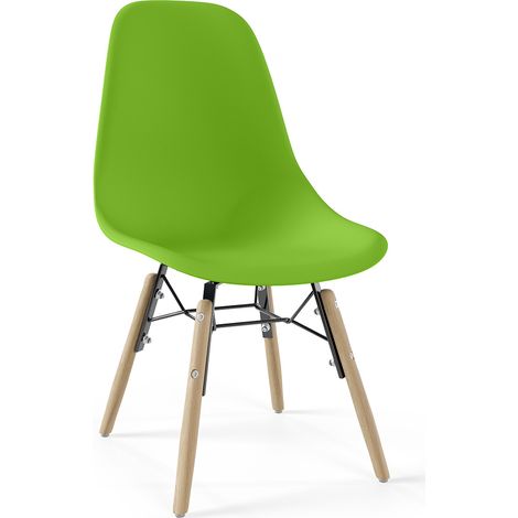 Children's Chair - Scandinavian Design - Wooden Legs - Skögur Green
