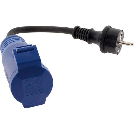 1 Adaptateur Caravane CEE17 Femelle Vers Mâle 16A IP44 Bleu Pour Camping Extérieur