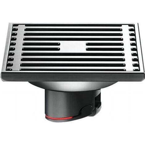Stainless Steel Square Waste Drain, Anti-Odor, Straight Floor Drain, Shower Drain, 100mm Square, Black (1/5)