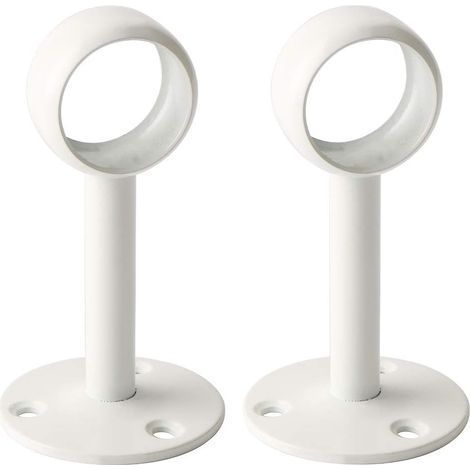 Blanc Brillant 2 Pcs Tringle Rideau Plafond en Acier Inoxydable, Support Tringle Penderie pour Tube de rond Ø 25 mm (1/4)