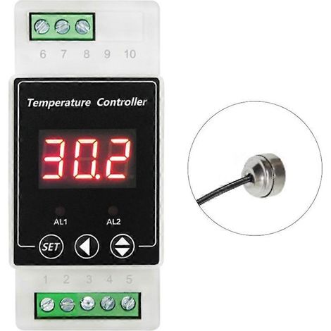 Thermostat à LED pour rail DIN AC220V avec relais bidirectionnel, contrôle de température de chauffage et de refroidissement (1/5)