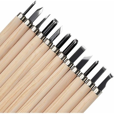 Wood Carving Tool Kit, Carving Detail Knife, Wood Chisels, Basic Wood Carving Tools With Flat Blade, For Wood Carving, Rubber Carving (1/5)