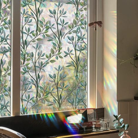 Film occultant vert anti-espionnage pour vitres (45 x 200 cm), film électrostatique, film décoratif pour vitres. (1/4)