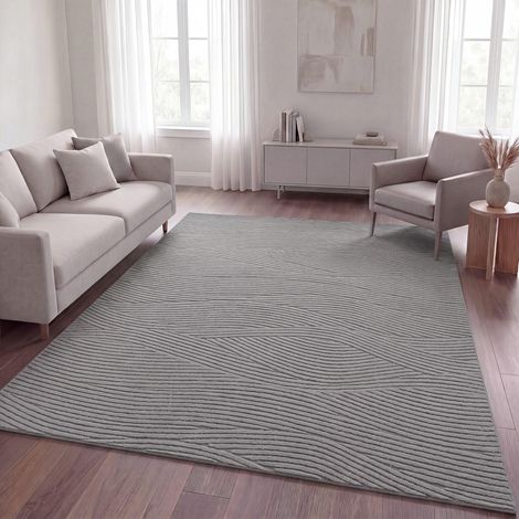 Shaggy Tapis Chambre Haut Poil Bohème Scandi Abstrait Unis Lavable Geometrique, Gris 8, 200x280 cm (1/5)