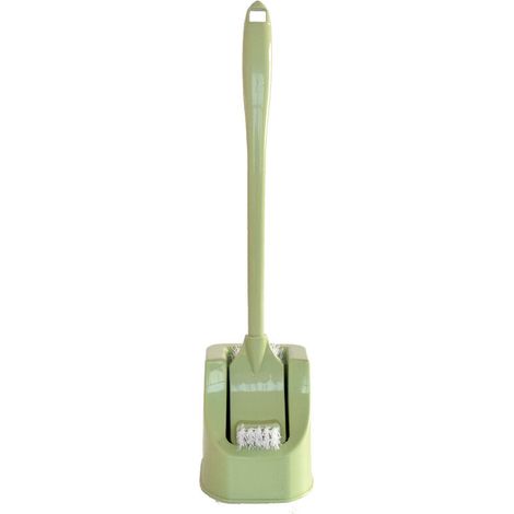 Brosse WC, balai WC, poubelle, brosse WC, porte-brosse WC, brosse WC économique à long manche avec support sanitaire.(vert) (1/5)