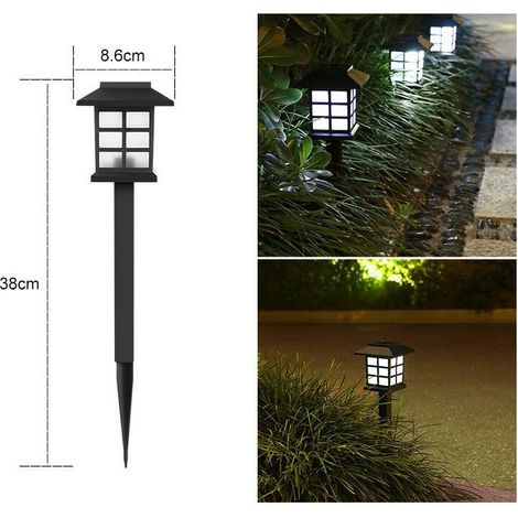 Lot de 6 lampes solaires LED pour extérieur, idéales pour terrasse, pelouse, jardin, allée et aménagement paysager - 8,6 x 8,6 x 38 cm (lumière blanche) KLB-AquaForge (1/5)
