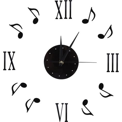 Eosnow Wandtattoo-Uhr, mit Vinyl-CD-Uhren, Musiknotenuhr, geräuschloses Abtastwerk für Wohnzimmer, Arbeitszimmer, Büro, Schlafzimmer