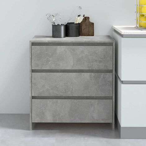 Buffet - Armoire de rangement Enfilade Gris béton 70x41x75 cm Aggloméré BV775729 - BonneVie (1/5)
