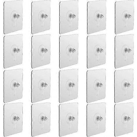 Lot de 20 clous de suspension auto-adhésifs, crochets muraux à vis sans perçage, étanches, pour salle de bain et cuisine. (1/5)