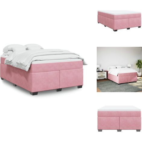 Boxspringbett mit Matratze Rosa 140x200 cm Samt - Samtbett - Boxspringbett - Doppelbett - Bettauflage - Matratze (1/5)