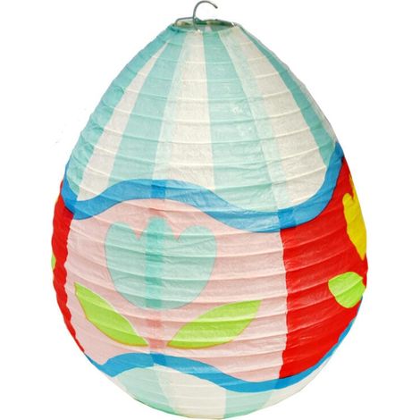 Lanterna a uovo di carta pieghevole 25 cm blu II (1/2)