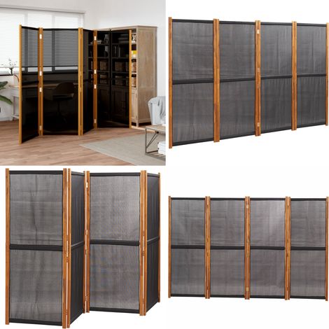 Cloison de séparation 4 panneaux Noir 280x180 cm - Cloison De Séparation - Écran De Confidentialité - Paravent - Diviser La Pièce - Mobilier Salle À Manger - Home & Living (1/5)