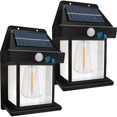 2er Set Solar Wandlampen Tungsten, Bewegungsmelder, 3 Lichtmodi (1/5)