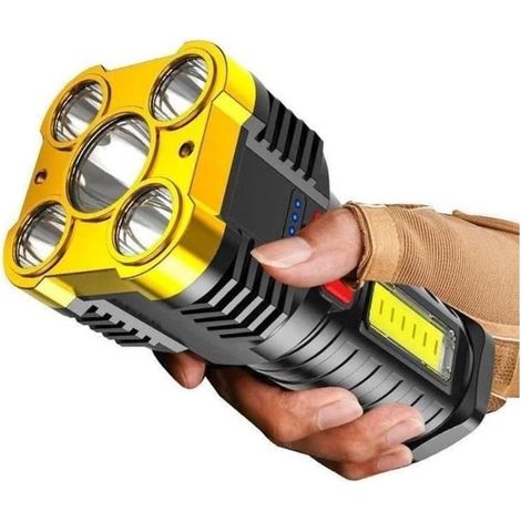 Lampe de poche LED 5 nucléaires, rechargeable à 5 cœurs, super lumineuse, pour le camping A326 (1/4)