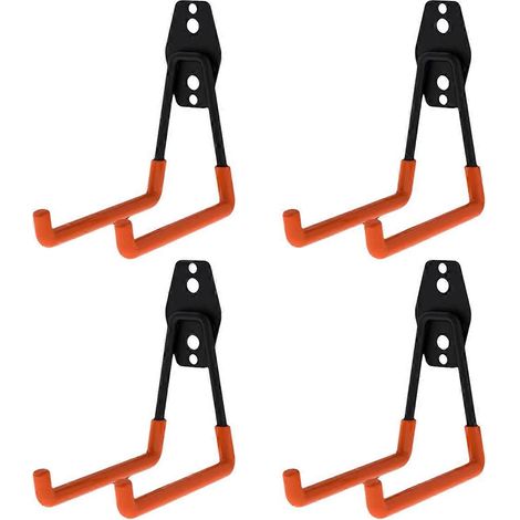 Lot de 4 crochets métalliques pour garage, fixation murale pour vélo, crochets de rangement antidérapants, outil de rangement pour garage (1/5)