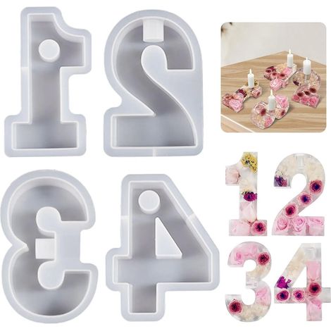 Moule à savon en résine de silicone, numéros 1, 2, 3, 4, porte-bougies (1/5)