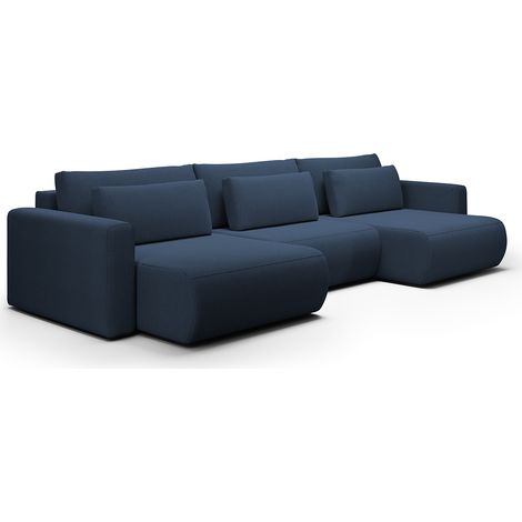 U-Sofa 4-sitzig umbaubar Truhe Evy Blau