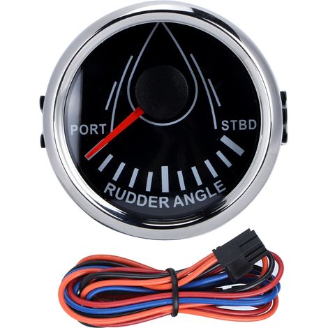 52mm Indicateur d'angle de barre universel pour bateau, signal 0-190 ohm avec capteur, jauge rétroéclairée 9-32V, cadran noir et couvercle argenté pour yacht. (1/5)