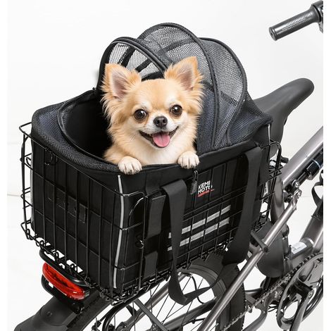 Panier Vélo Arrière pour Chien Pliable Jusqu’à 9KG, Transporteur pour Animaux Con Cadre Métallique, Bandes Réfléchissantes, Coussin Confortable (1/5)