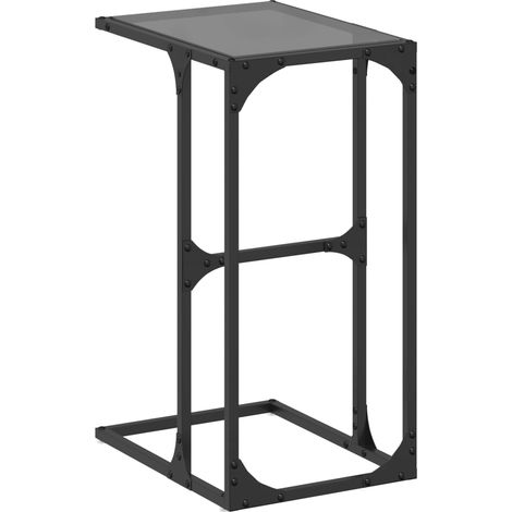 Table d'appoint bout de canapé 40 x 30 x 61,5 cm verre et acier noir DEC032342