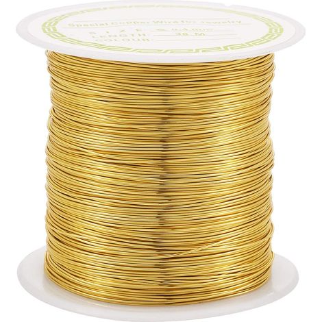 Fil de cuivre doré résistant au ternissement 38 m Fil métallique Flexible pour Bijoux Emballage de Perles, Sculpture et Artisanat-Calibre 26(0.4mm) (1/5)