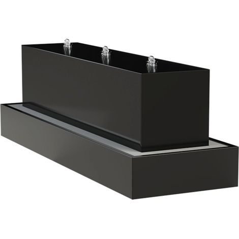 Adezz Wasserblock Aluminium 300x70x70 cm schwarz/weiß Wasserspiel mit Pumpe und LED verkehrsweiß (RAL 9016)