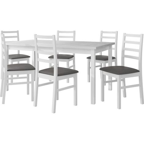Conjunto de comedor Victorville 261, Blanco, 76x92x160cm, Diámetro: 0, Número de asientos: 4, Estilo: Contemporary