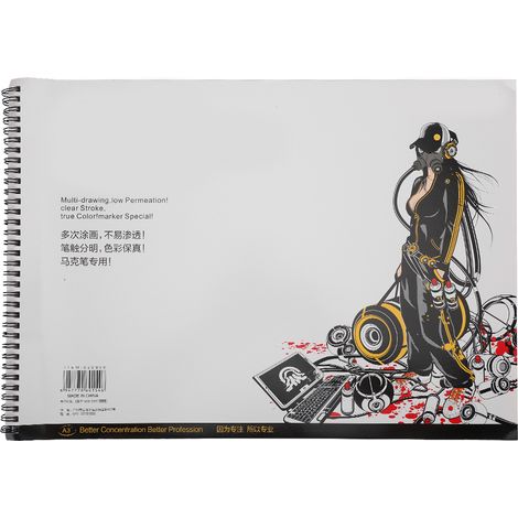 Bloc de papier A3 pour marqueurs, croquis et peinture, carnet de dessin professionnel pour étudiants. (1/5)